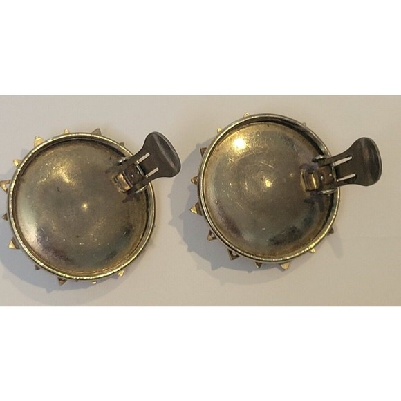 Vintage Floral Pin Wheel Motif Cluster Clip on Earrings Gold Tone 1950's MCM - Picture 7 of 7